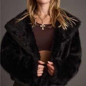 Chic Black Faux Fur Jacket